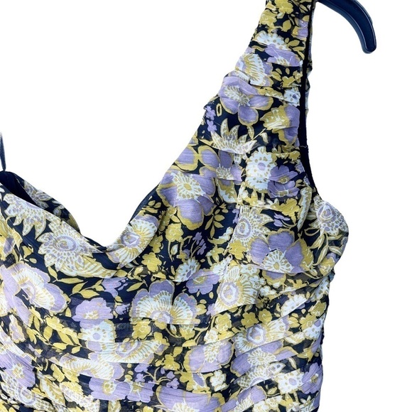 ZARA NWT One Shoulder Ruched Mini Dress Size XS in Floral Multi Print - Picture 9 of 14